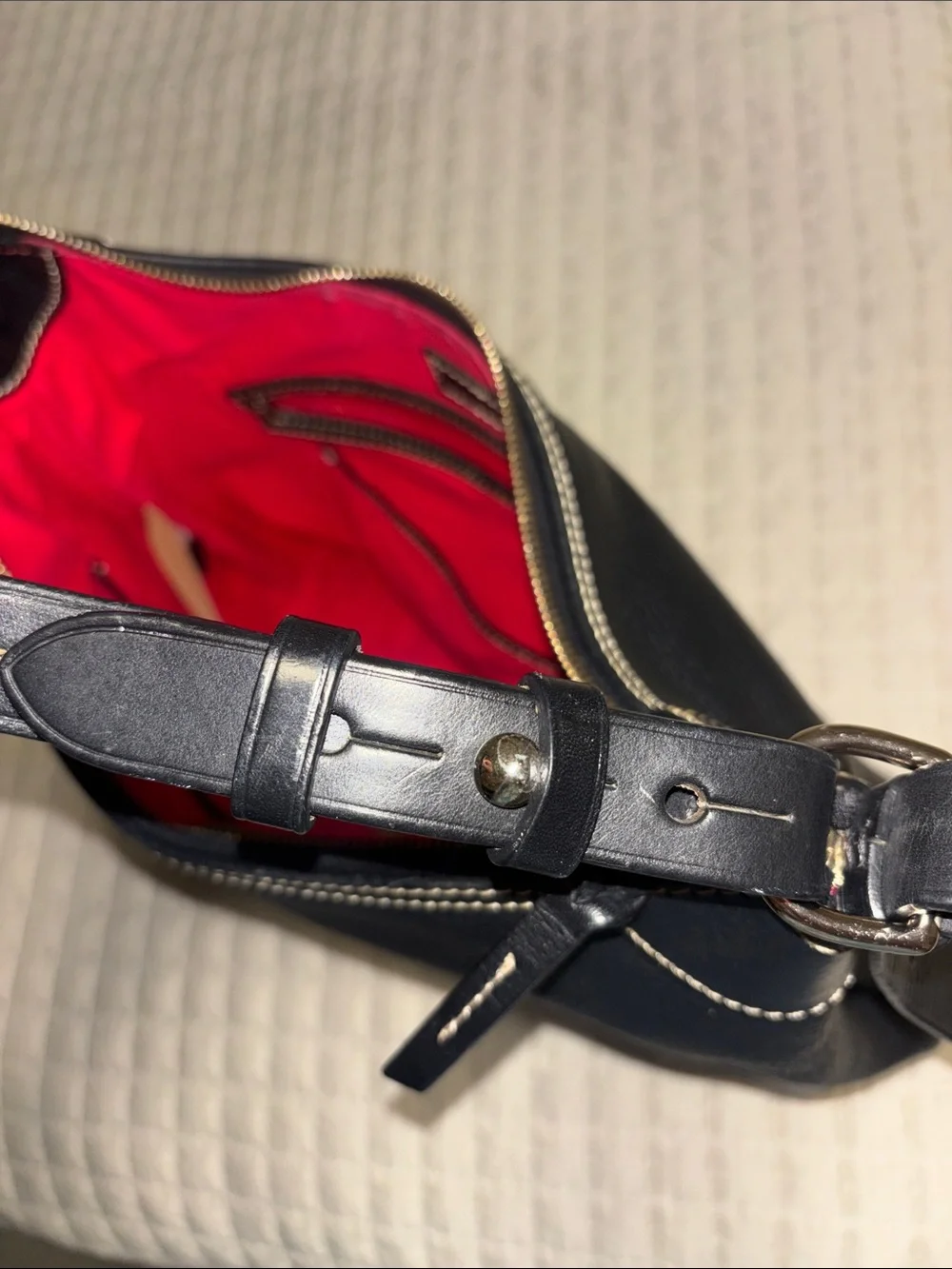 Dooney & Bourke Black Leather Hobo Bag Vintage 1975 Gold Logo